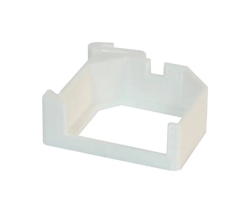 Soporte Shelly Zubehör 90° para Shelly 1L/RGBW2, pieza blanca impresa en 3D para montaje en carril DIN con clip trasero.