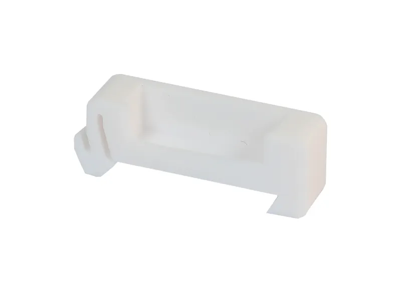 Soporte WAGO 221-415 de plástico blanco impreso en 3D con ranura central y pestaña de montaje lateral para instalación