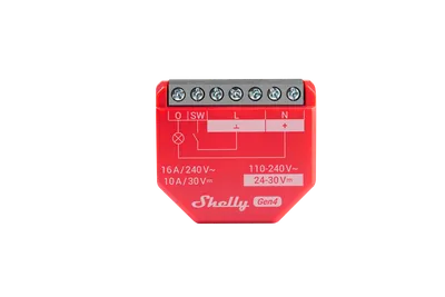 Módulo relé Shelly 1PM Gen4 4er Pack con terminales de tornillo, diagrama de cableado y especificaciones eléctricas en caja Módulo relé Shelly 1PM Gen4 4er Pack con terminales de tornillo, diagrama de cableado y especificaciones eléctricas en caja