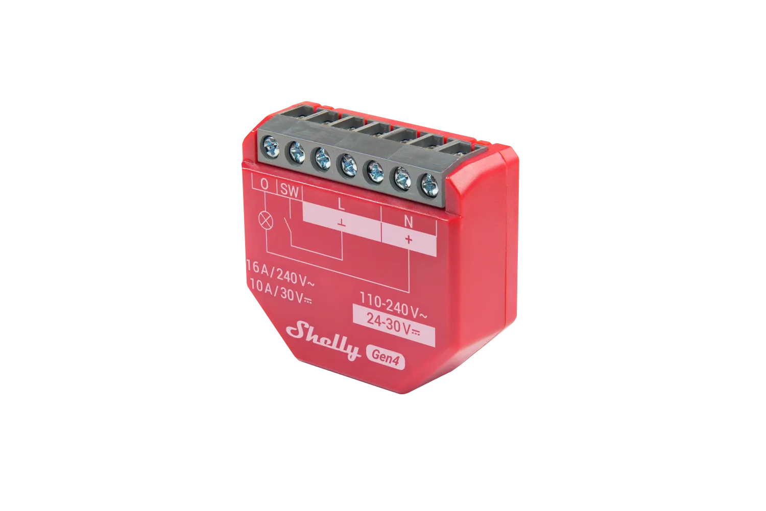 Shelly · Unterputz · "1PM Gen4" · Relais · max 16A · 1 Kanal · Messfunktion · WLAN · Matter · Zigbee · Bluetooth Shelly · Unterputz · "1PM Gen4" · Relais · max 16A · 1 Kanal · Messfunktion · WLAN · Matter · Zigbee · Bluetooth