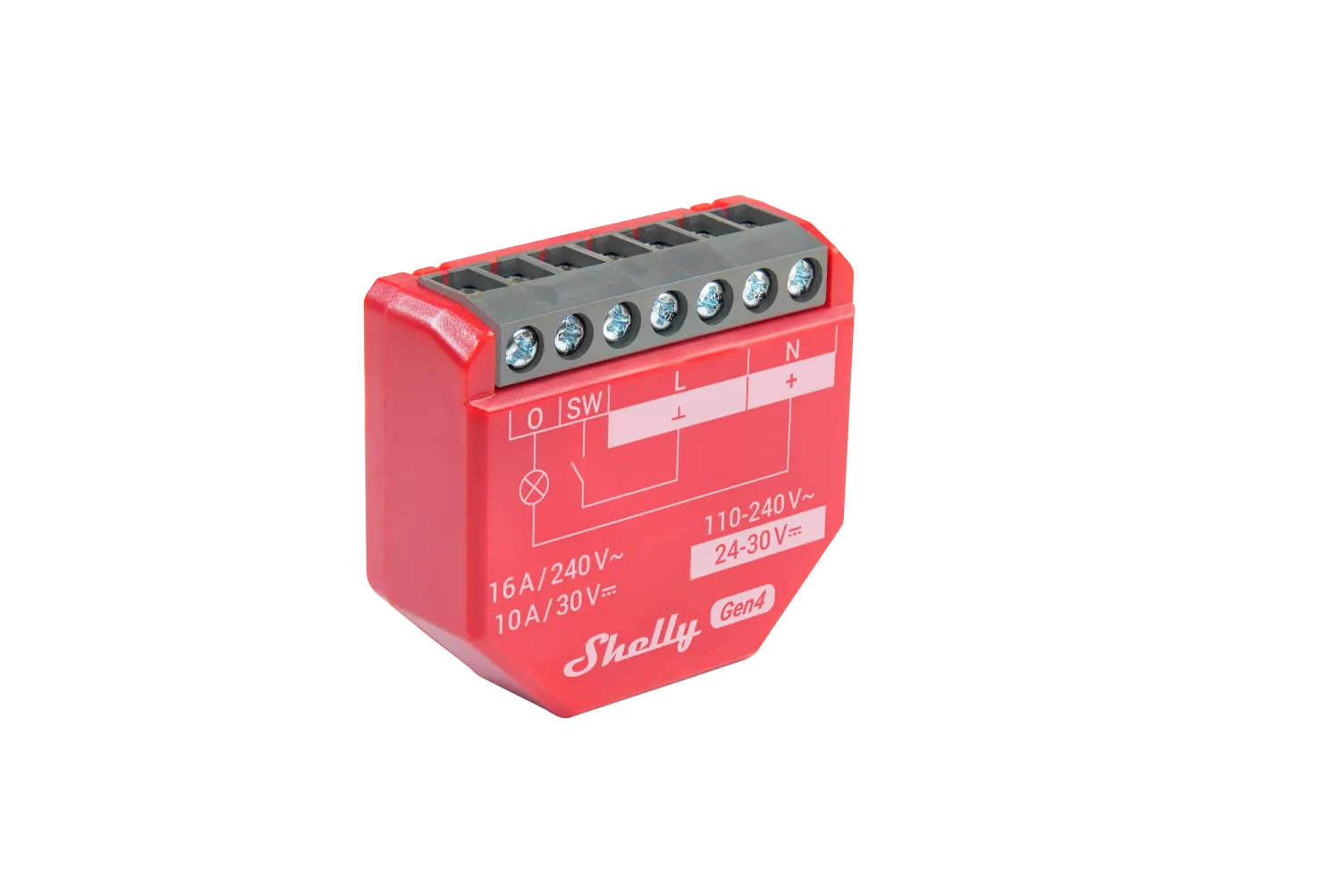 Shelly · Unterputz · "1PM Gen4" · Relais · max 16A · 1 Kanal · Messfunktion · WLAN · Matter · Zigbee · Bluetooth Shelly · Unterputz · "1PM Gen4" · Relais · max 16A · 1 Kanal · Messfunktion · WLAN · Matter · Zigbee · Bluetooth