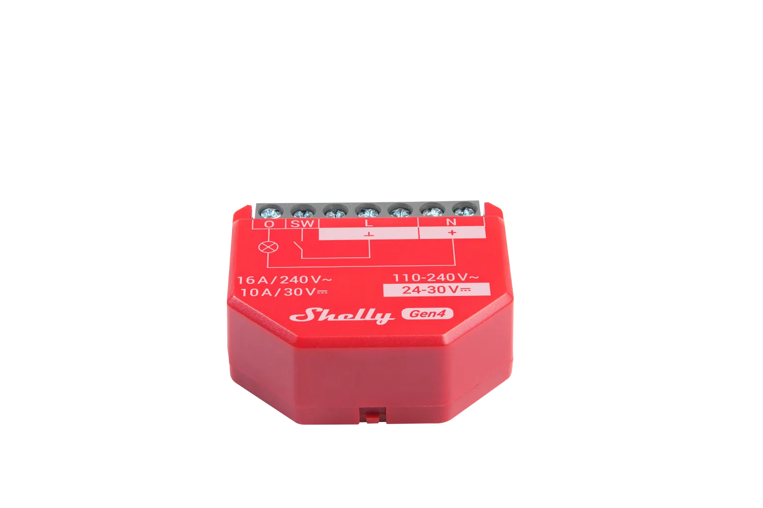 Shelly · Unterputz · "1PM Gen4" · Relais · max 16A · 1 Kanal · Messfunktion · WLAN · Matter · Zigbee · Bluetooth Shelly · Unterputz · "1PM Gen4" · Relais · max 16A · 1 Kanal · Messfunktion · WLAN · Matter · Zigbee · Bluetooth
