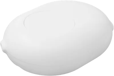 Modulo aggiuntivo Shelly Button Add-on bianco, componente elettronico ovale con finitura opaca e incavo circolare per Modulo aggiuntivo Shelly Button Add-on bianco, componente elettronico ovale con finitura opaca e incavo circolare per
