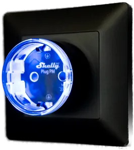 Shelly · Plug & Play "Plug PM Gen3 Black" · Smarter Energiezähler · Messfunktion · WLAN · BT · schwarz