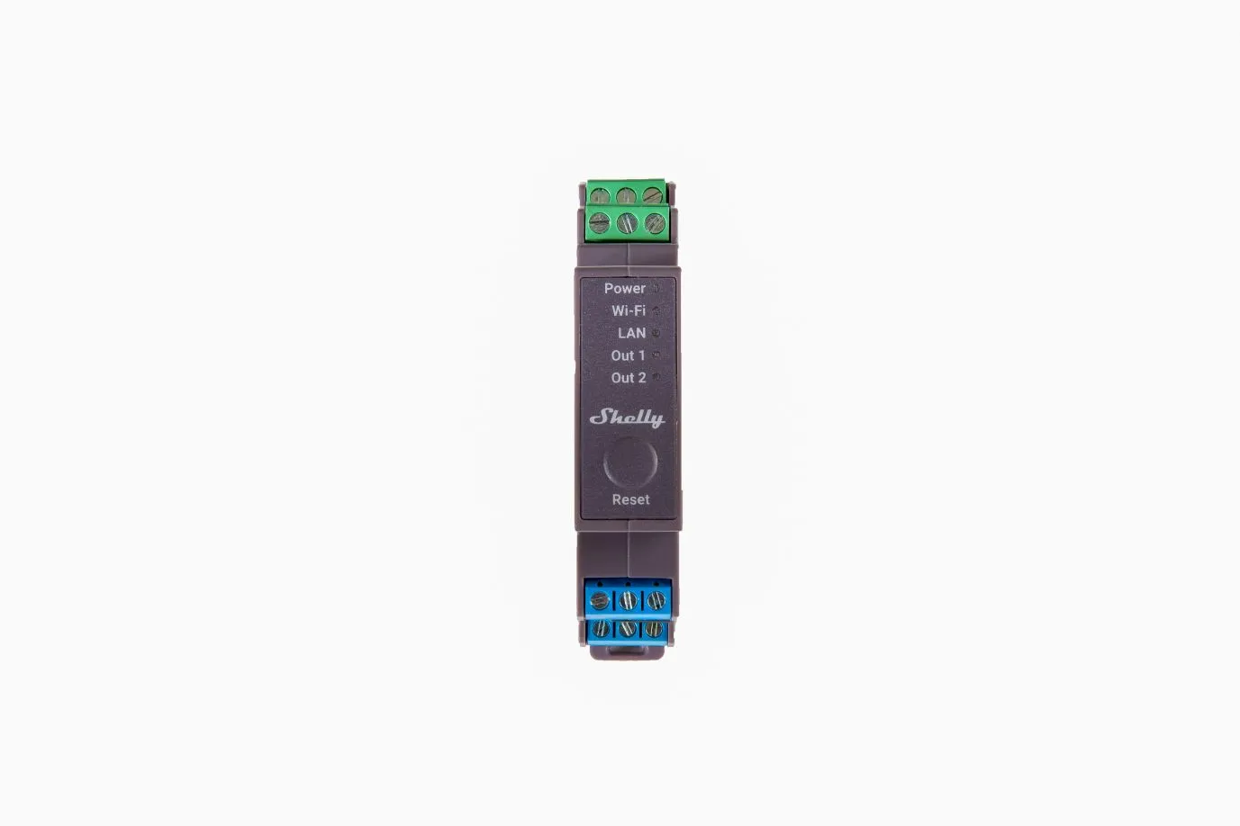 Shelly · Hutschiene · "Pro 2" · Relais · max. 25A · 2 Phasen · 2 Kanäle · WLAN · LAN · BT Shelly · Hutschiene · "Pro 2" · Relais · max. 25A · 2 Phasen · 2 Kanäle · WLAN · LAN · BT