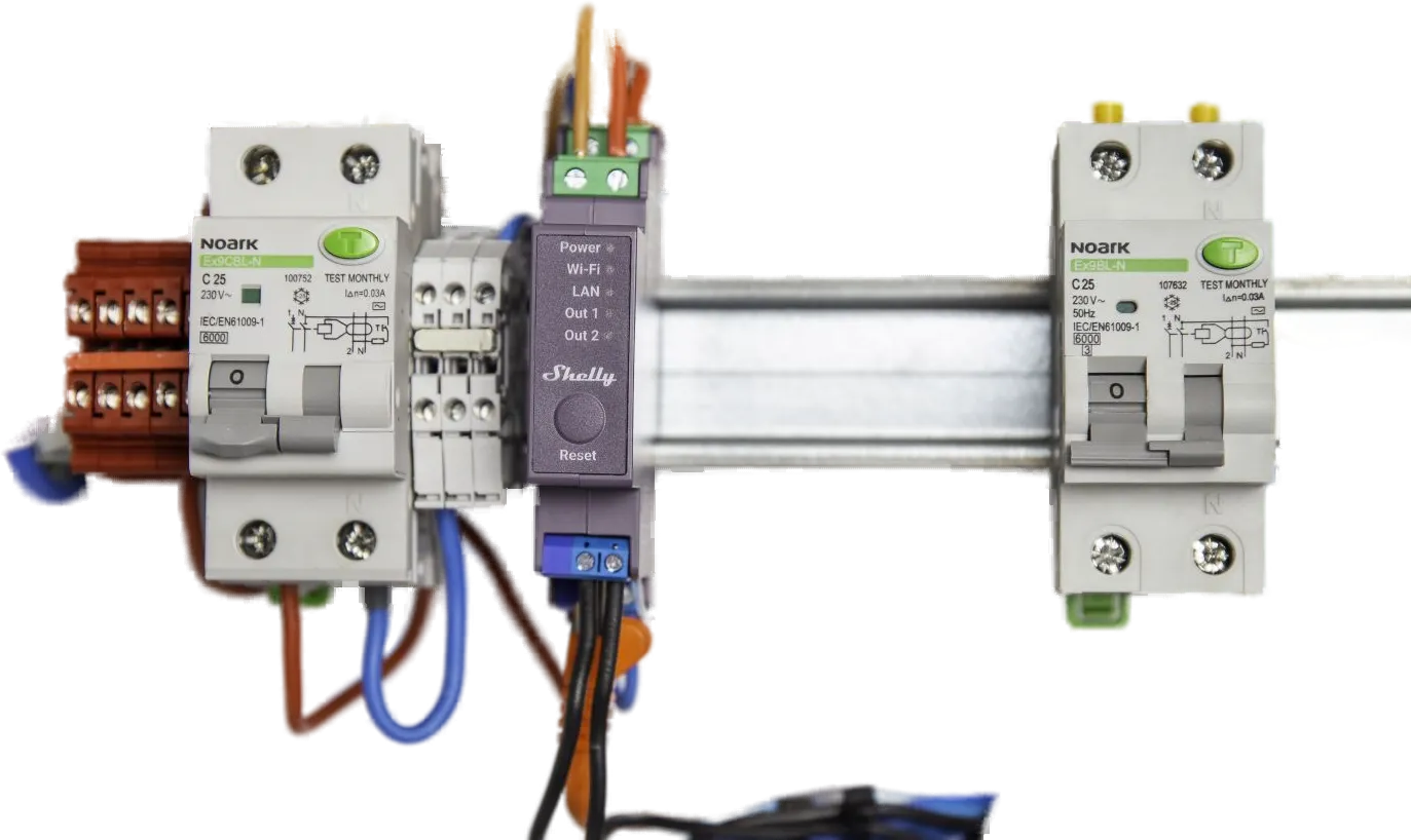Shelly · Hutschiene · "Pro 2" · Relais · max. 25A · 2 Phasen · 2 Kanäle · WLAN · LAN · BT Shelly · Hutschiene · "Pro 2" · Relais · max. 25A · 2 Phasen · 2 Kanäle · WLAN · LAN · BT