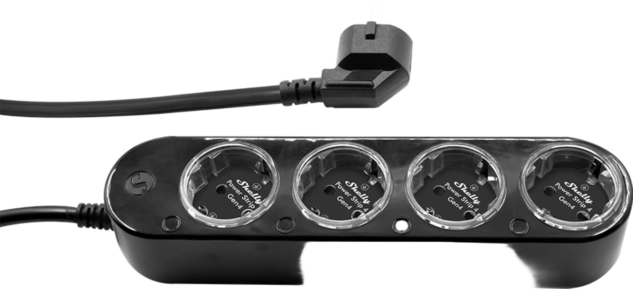 Shelly · Plug & Play "Power Strip 4 Gen4" · Smarte Steckdosenleiste · 4x 12A · Messfunktion · WLAN · Zigbee · Matter · BT · schwarz