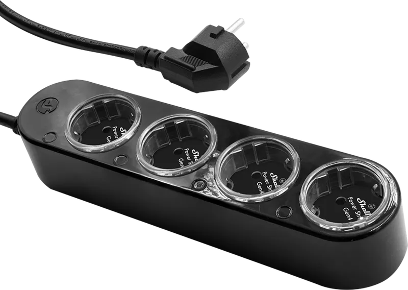 Shelly · Plug & Play "Power Strip 4 Gen4" · Smarte Steckdosenleiste · 4x 12A · Messfunktion · WLAN · Zigbee · Matter · BT · schwarz