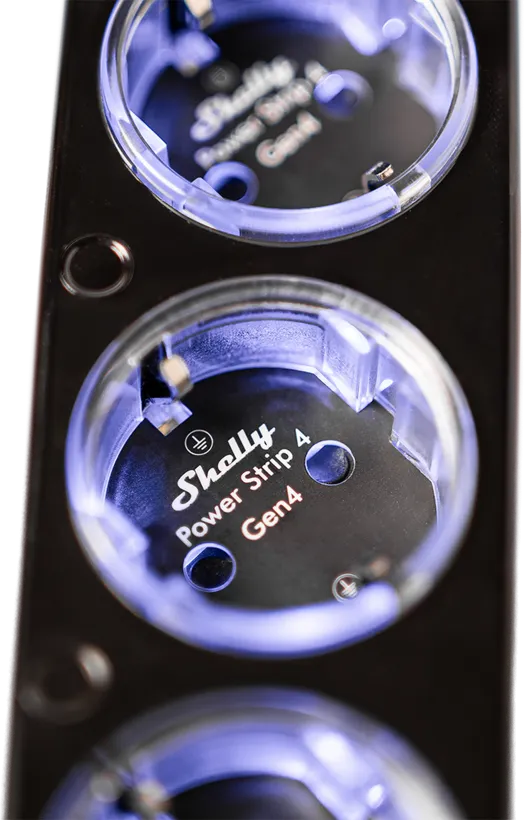 Shelly · Plug & Play "Power Strip 4 Gen4" · Smarte Steckdosenleiste · 4x 12A · Messfunktion · WLAN · Zigbee · Matter · BT · schwarz