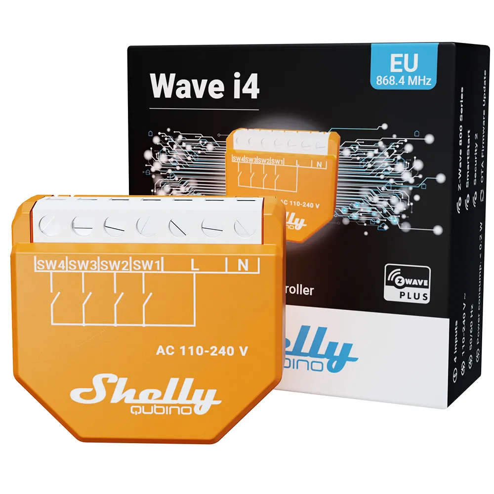 Shelly · Unterputz · "Wave i4" · Szenenaktivierer · 12 Aktionen · Z-Wave