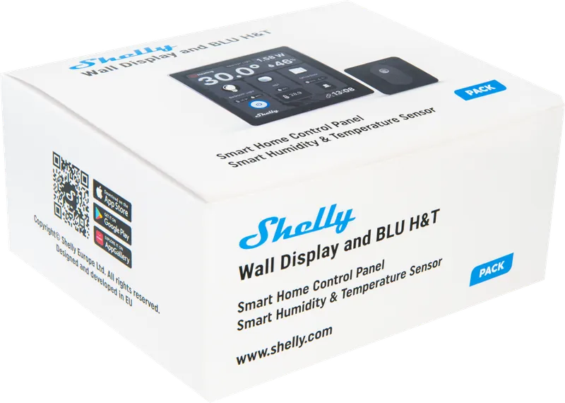 Shelly · Unterputz · "Wall Display Black & BLU H&T Black" · Android · WLAN · BT ·schwarz