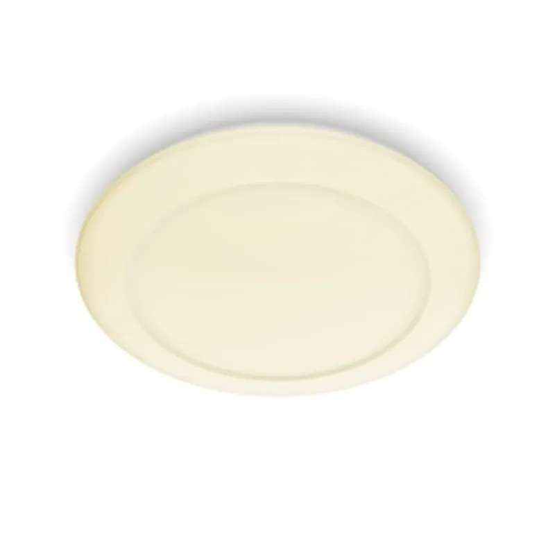 Lampada a soffitto Philips myLiving LED Cinnabar 600lm bianca con design circolare concentrico montata su soffitto bianco