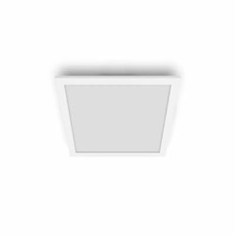 Philips Touch Deckenleuchte quadratisch 12W 4000K weiß, vista da sotto su sfondo bianco con ombra morbida.