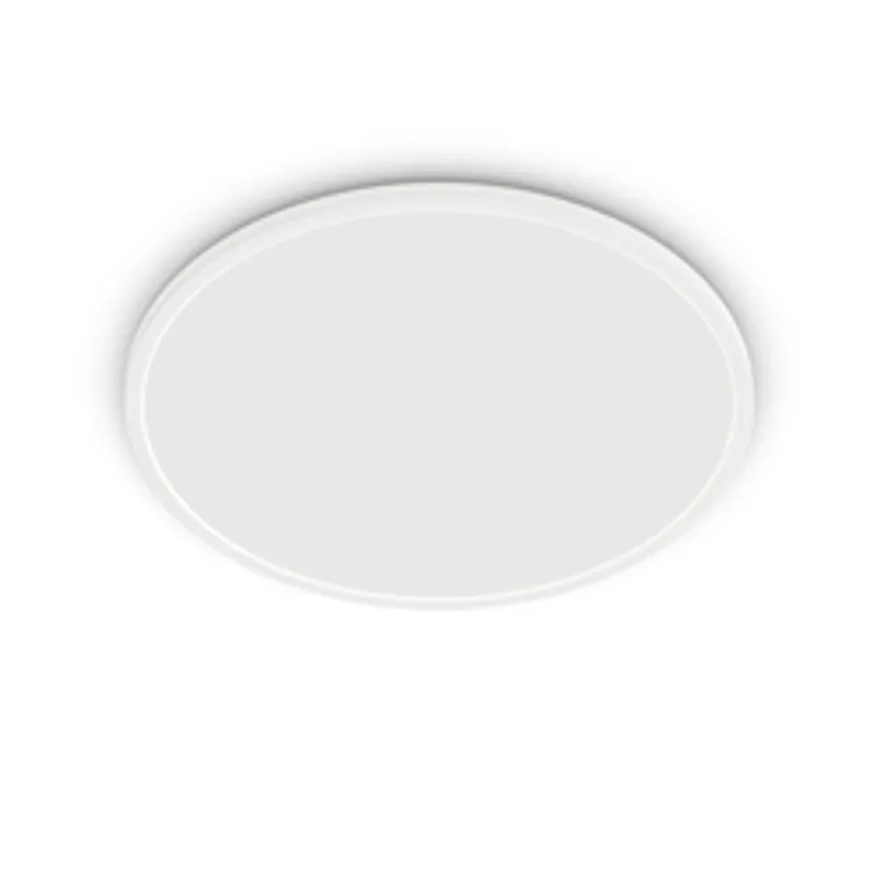 Philips Superslim CL550 SS RD 22W 27K W WV 06, plafonnier rond blanc avec diffuseur opaque, vu en plongée légère.