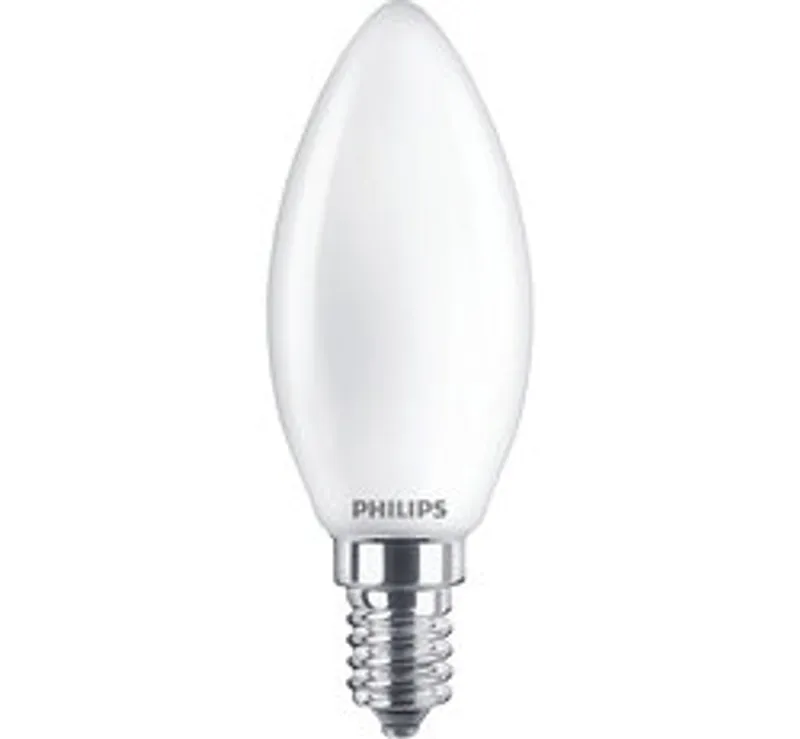 Philips LED Classic WarmGlow B35 Kerzenlampe 40W E14 Matt dimm, ampoule à led en forme de bougie blanche froissée avec logo