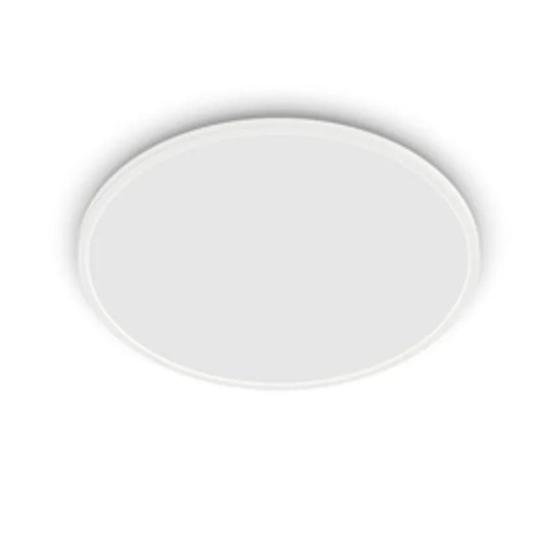 Philips Superslim Ceiling 15W 4000K IP54 white circular LED fixture with flat diffuser panel shown from below against plain