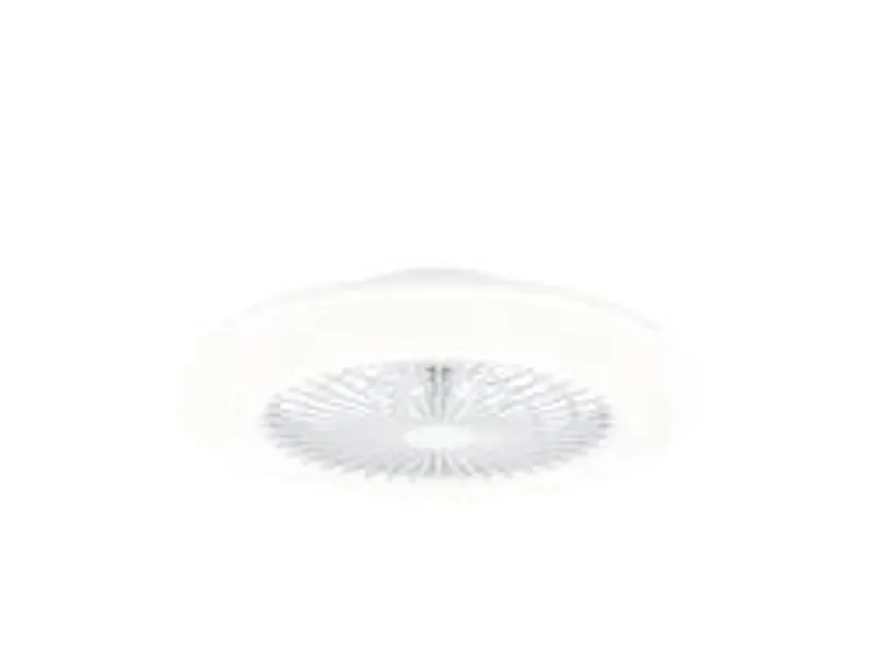 Lampada a soffitto Philips Amigo Flat con ventilatore e luce IR da 20W+42W, vista frontale del design circolare bianco con