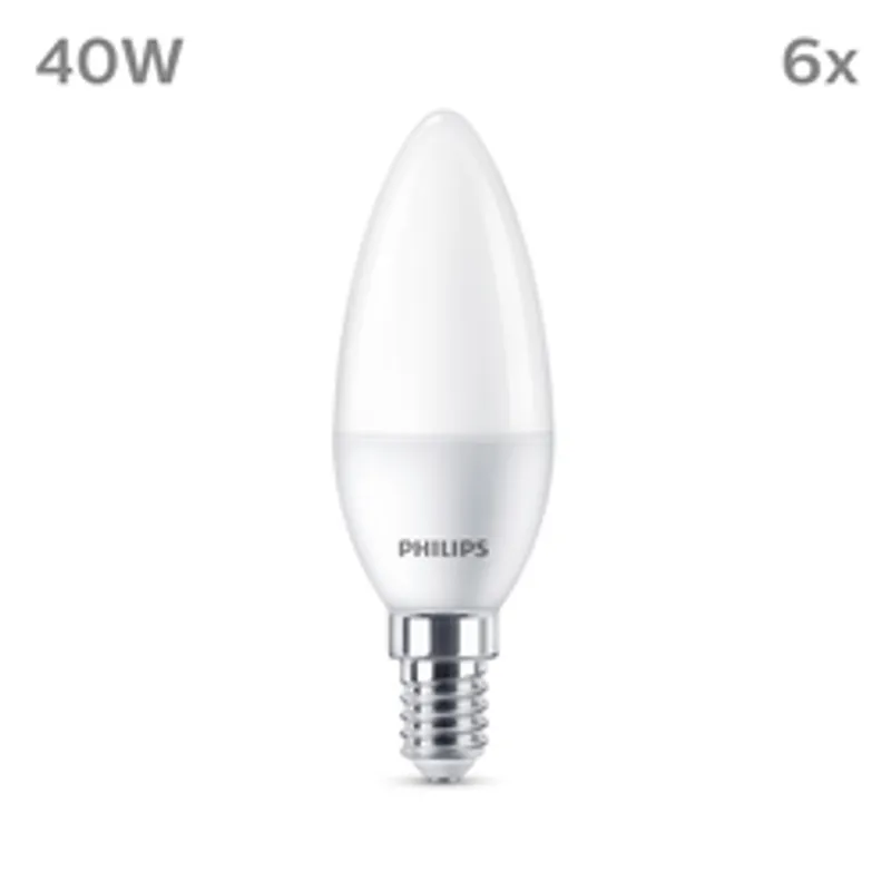 Philips LED classic Lampe 40W E14 Kerze Warmw 470lm matt 6er P
