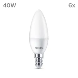 Philips LED classic Lampe 40W E14 Kerze Warmw 470lm matt 6er P Philips LED classic Lampe 40W E14 Kerze Warmw 470lm matt 6er P