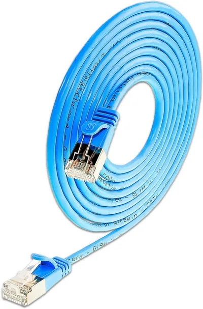 KAT6 Lightpatchkabel rund, U/FTP, Ø 3,8mm, blau