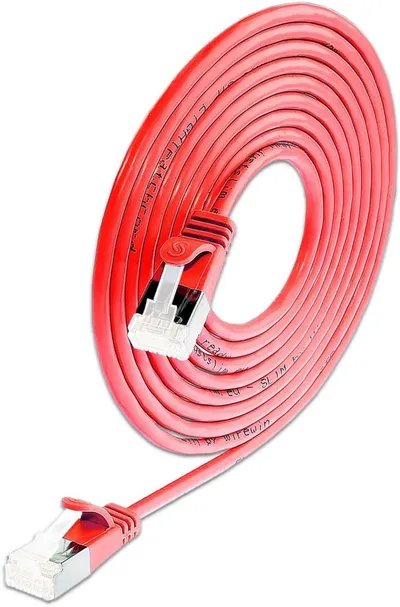 KAT6A 10 Gigabit Lightpatchkabel rund, U/FTP, Ø 3,8mm, rot