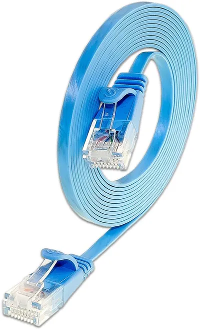 KAT6 Slimpatchkabel, U/UTP, flach, blau
