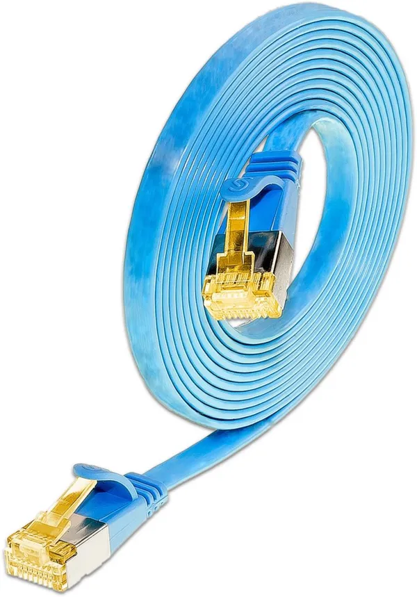 KAT6A 10 Gigabit Slimpatchkabel, U/FTP, flach, blau
