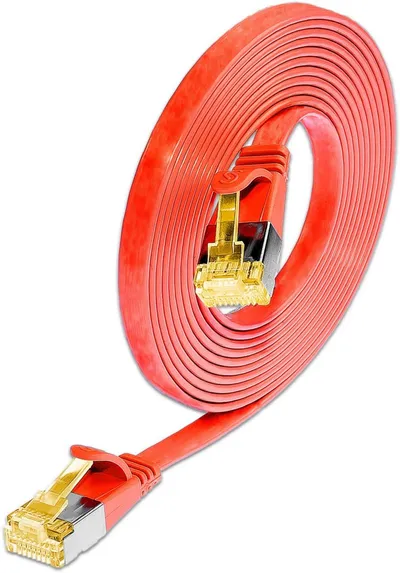 KAT6A 10 Gigabit Slimpatchkabel, U/FTP, flach, rot