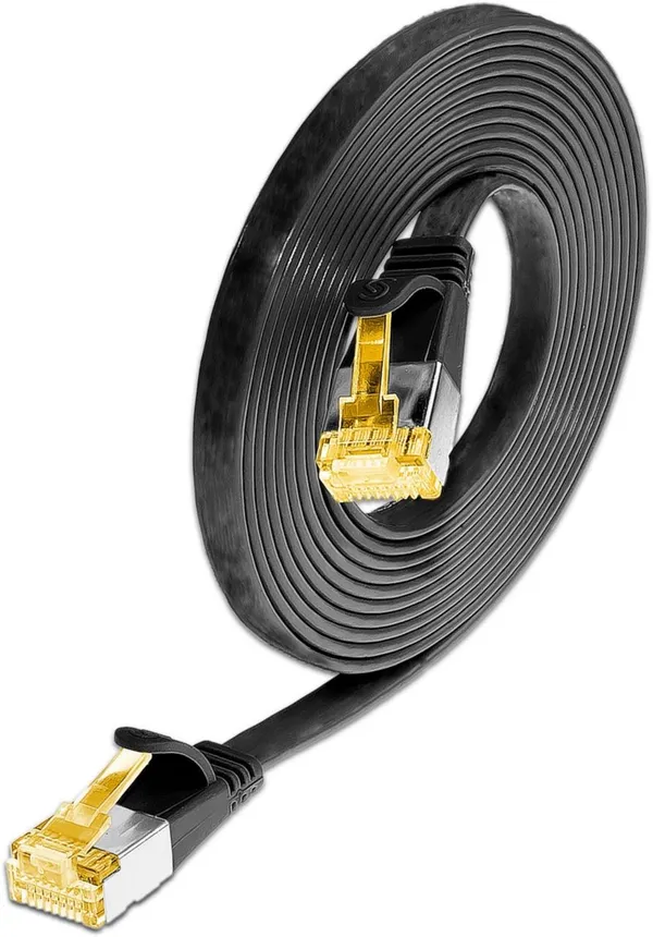 KAT6A 10 Gigabit Slimpatchkabel, U/FTP, flach, schwarz