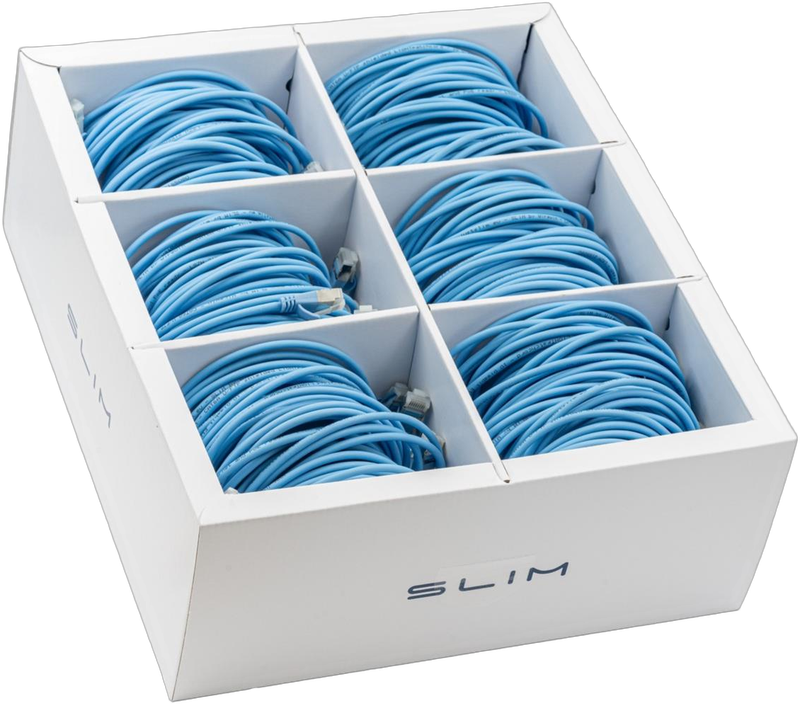 KAT6A 10 Gigabit Lightpatchkabel, 0,50m, U/FTP, Ø 3,8mm, blau, 90-Pack