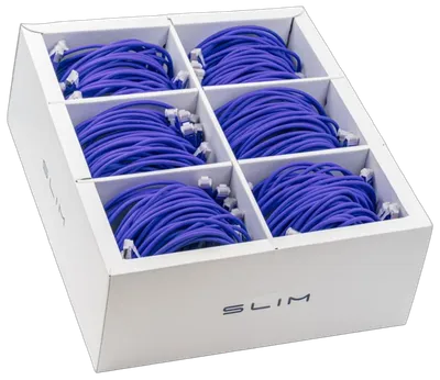 KAT6A 10 Gigabit Lightpatchkabel, 0,50m, U/FTP, Ø 3,8mm, violett, 90-Pack