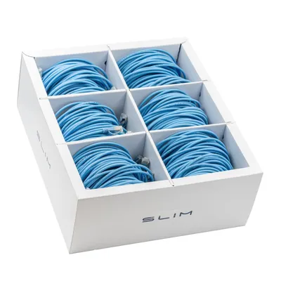 KAT6A 10 Gigabit Lightpatchkabel, 1,5m, U/FTP, Ø 3,8mm, blau, 60-Pack