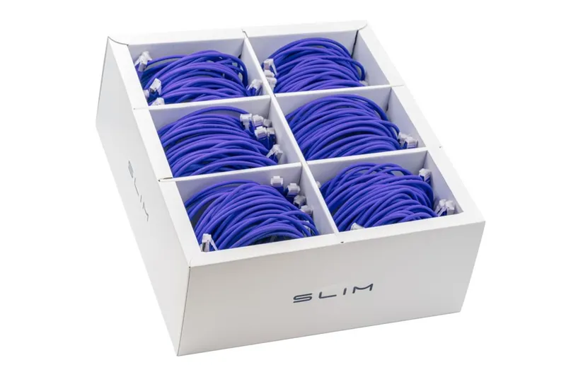 KAT6A 10 Gigabit Lightpatchkabel, 3,0m, U/FTP, Ø 3,8mm, violett, 36-Pack