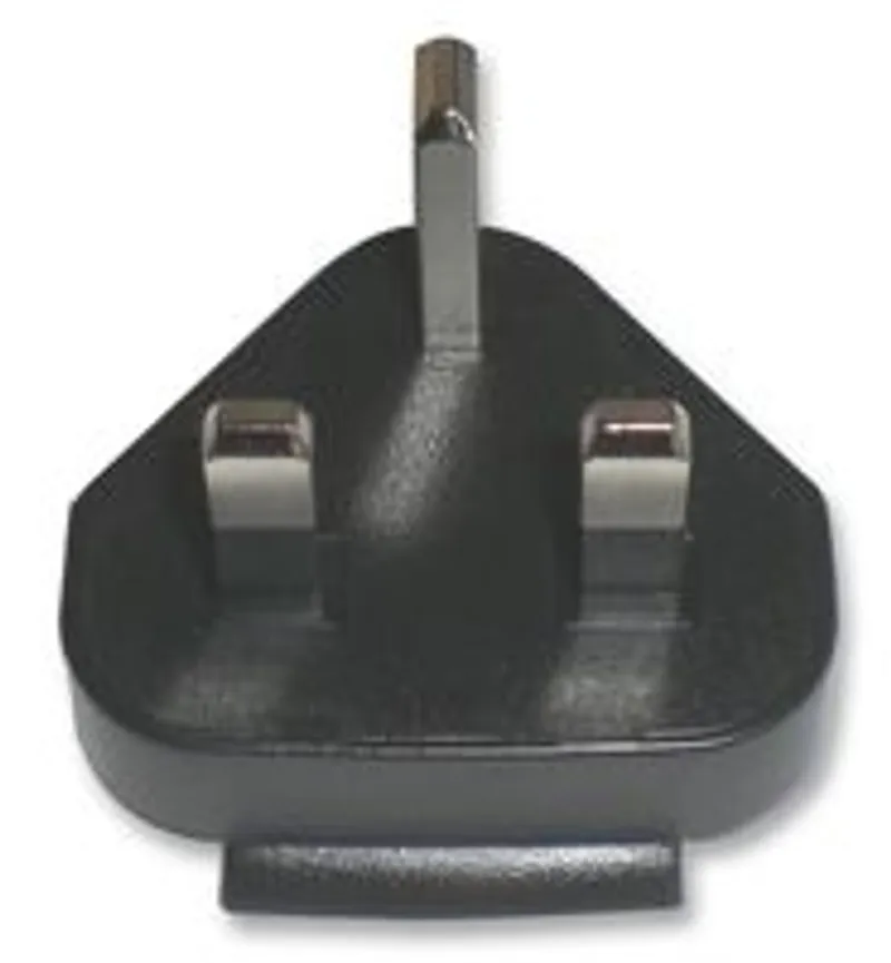 SNOM UK Netzteil Adapter für M65 M85, schwarzer dreipoliger UK-Stecker mit silbernen Kontakten auf weißem Hintergrund für