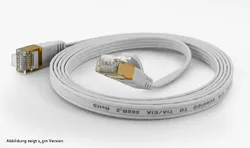 Cable de red FTP CAT6 Wantec blanco de 1,50m enrollado con conectores RJ45 blindados dorados y botas de alivio de tensión