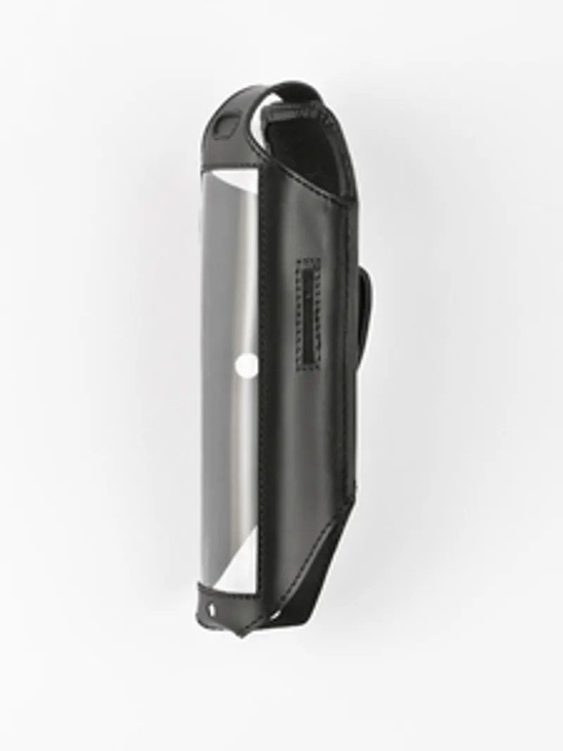 Чёрный кожаный чехол SORYT для радиотелефона Gigaset R700H Pro с металлическим клипсом и ремешком для крепления на пояс.