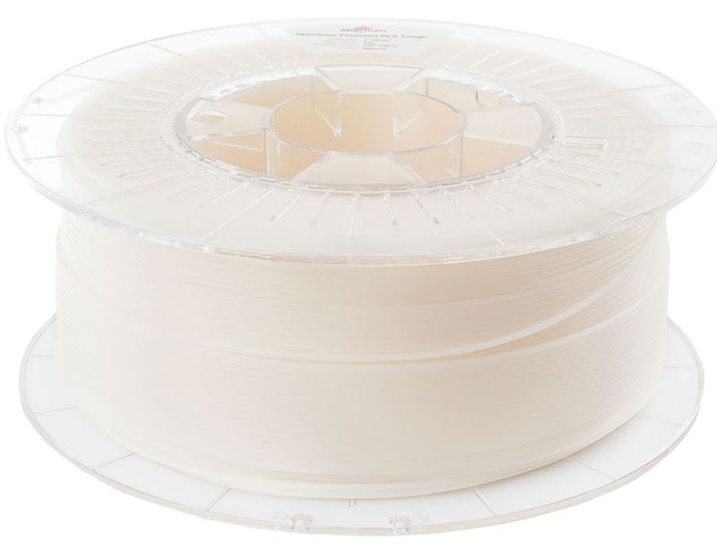 Spectrum 3D Filament PLA Tough 1,75mm NATURAL 1kg, Spule mit naturfarbenem Filament auf transparentem Kunststoffreel, hoher