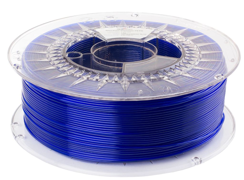 Filamento 3D Spectrum Premium PETG 1.75mm transparente azul, rollo de plástico transparente con capas de filamento azul