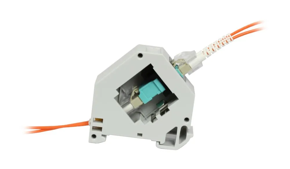Keystone,Modulträger, DIN Rail, incl. LWL-Kupplung LC multi-Mode 50u OM2, Hutschienenadapter, Synergy 21