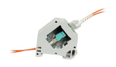 Keystone,Modulträger, DIN Rail, incl. LWL-Kupplung LC multi-Mode 50u OM2, Hutschienenadapter, Synergy 21