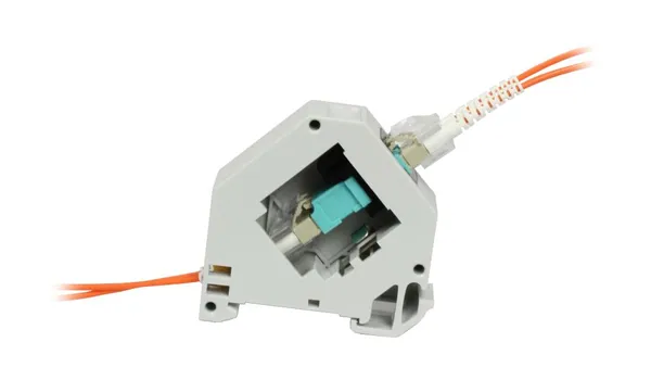 Keystone,Modulträger, DIN Rail, incl. LWL-Kupplung LC multi-Mode 50u OM2, Hutschienenadapter, Synergy 21