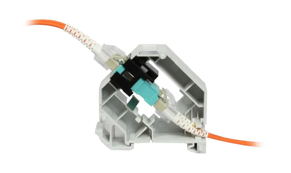 Keystone,Modulträger, DIN Rail, incl. LWL-Kupplung LC multi-Mode 50u OM2, Hutschienenadapter, Synergy 21