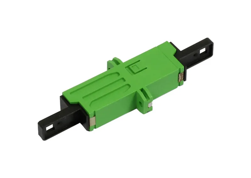 LWL-Patchpanel Spleisbox 19" with 12x LSH(E2000APC) simplex adapters in OS2 singlemode, showing a green LSH fiber optic