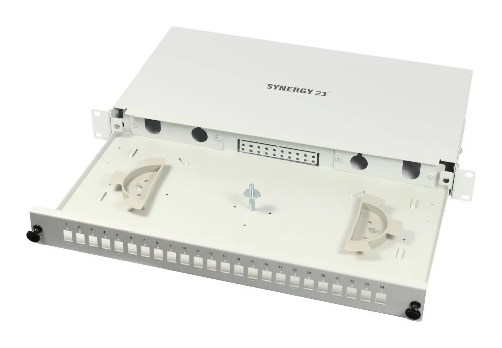 LWL-Patchpanel Spleisbox,19", 6xLSH(E2000APC)-Simplex-Buchsen, OS2, 9/125u Singlemode, incl.Pigtails, Lichtgrau, Synergy 21 LWL-Patchpanel Spleisbox,19", 6xLSH(E2000APC)-Simplex-Buchsen, OS2, 9/125u Singlemode, incl.Pigtails, Lichtgrau, Synergy 21