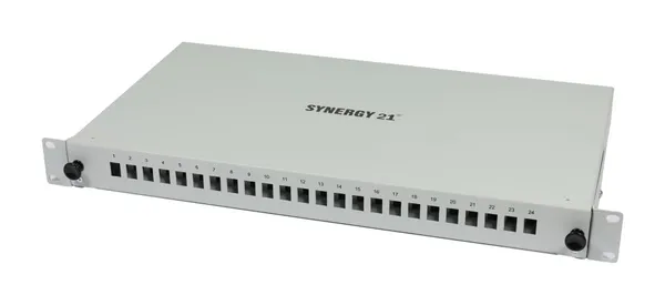 LWL-Patchpanel 12xLC-Duplex-Buchsen, 19", OM5, 50/125u Multimode Lichtgrau, Synergy 21