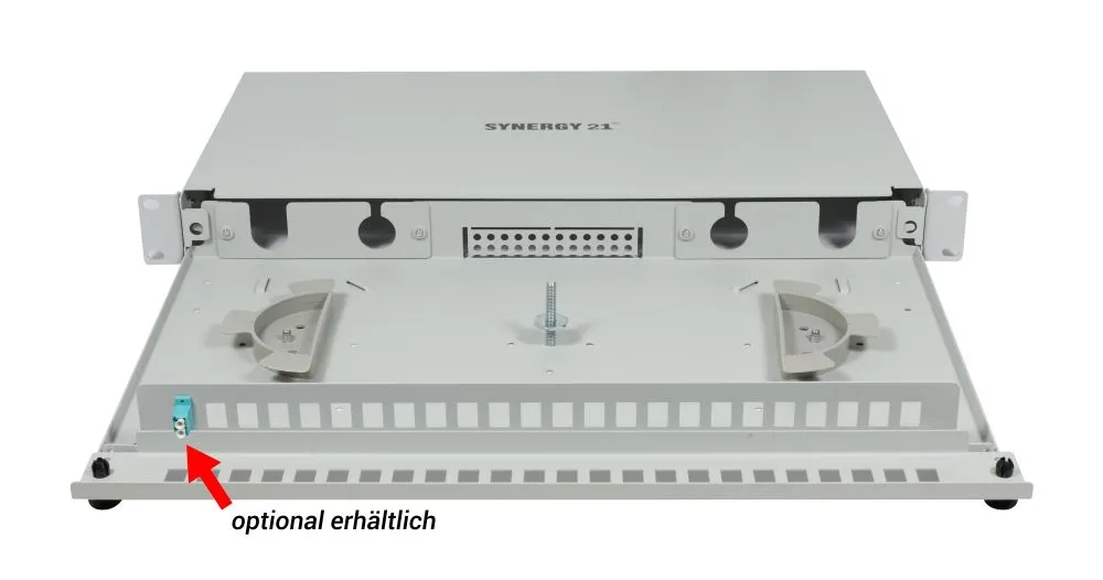 LWL-Patchpanel 24xLC-Duplex-Buchsen, 19", OM4, 50/125u Multimode, Lichtgrau, Synergy 21 LWL-Patchpanel 24xLC-Duplex-Buchsen, 19", OM4, 50/125u Multimode, Lichtgrau, Synergy 21