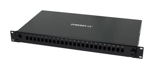 LWL-Patchpanel 12xLC-Duplex-Buchsen, 19", OM3, 50/125u Multimode, Schwarz, Synergy 21