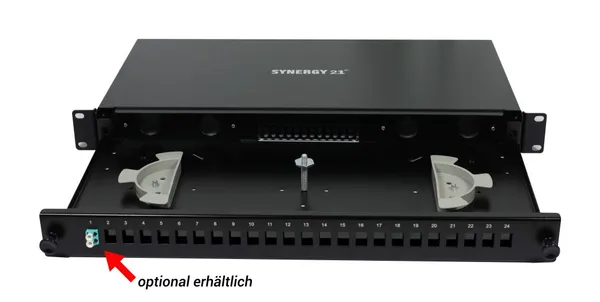 LWL-Patchpanel  6xLC-Duplex-Buchsen, 19", OS2, 9/125u Singlemode, Schwarz, Synergy 21