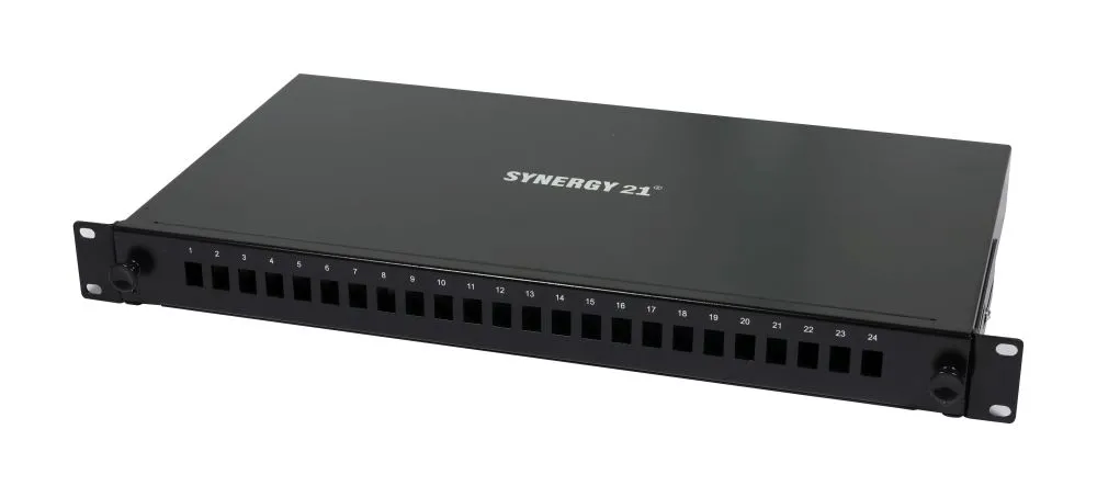 LWL-Patchpanel 6xLC-Duplex-Buchsen, 19", OS2, 9/125u Singlemode, Schwarz, Synergy 21 LWL-Patchpanel 6xLC-Duplex-Buchsen, 19", OS2, 9/125u Singlemode, Schwarz, Synergy 21
