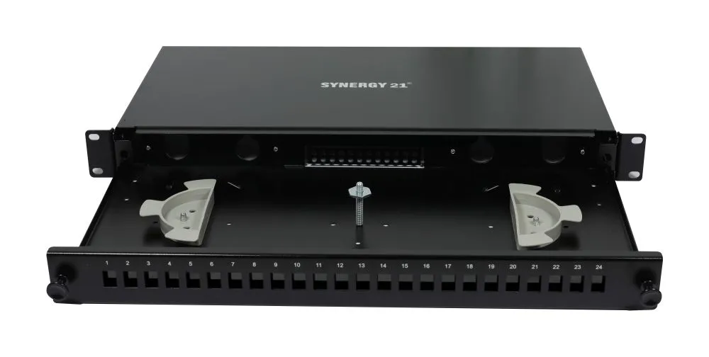 LWL-Patchpanel 6xLC-Duplex-Buchsen, 19", OS2, 9/125u Singlemode, Schwarz, Synergy 21 LWL-Patchpanel 6xLC-Duplex-Buchsen, 19", OS2, 9/125u Singlemode, Schwarz, Synergy 21